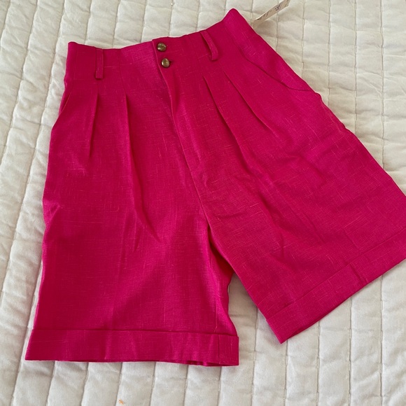 NWT SAKE vintage hot Pink Women's high waisted Shorts with pockets size XS/S - Picture 1 of 14